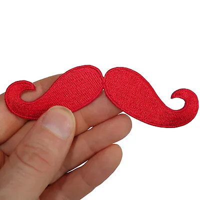 £3.39 • Buy Moustache Embroidered Patch Iron Sew On T Shirt Hat Badge Red Monopoly Mustache
