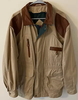 $34.99 • Buy GANT Mens Size M Tan Full Zip Button Jacket Lined Multi Pockets Coat Hooded