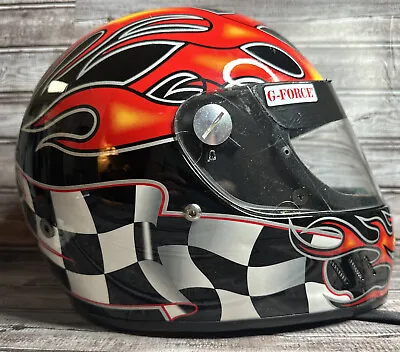 G-Force Racing Gear Force 1 Pro Helmet Snell M2005 Flames Checkered SZ Large • $124.99