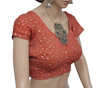 Sushila Vintage Readymade Sari Blouse Blend Georgette Printed Designer Choli • $19.99