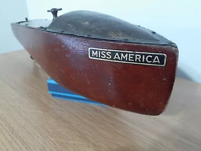 Antique Mengel Playthings Windup Wooden Toy Boat Miss America • $325