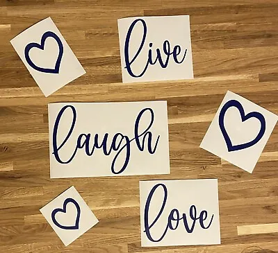Live Laugh Love & Hearts Vinyl Decal Stickers. Wall Display Quotes Door • £4