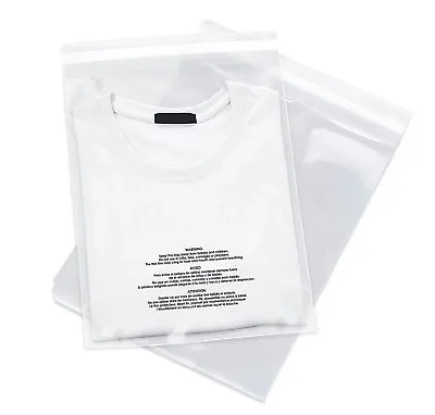 Poly Bags Resealable Suffocation Warning Clear Merchandise 1.5 Mil Shirt Apparel • $16.43