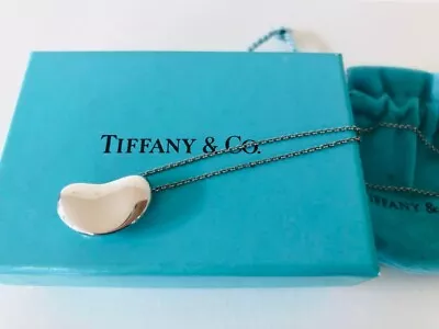 TIFFANY & Co Elsa Peretti Silver 925 Bean Sterling Pendant Necklace Large Bean • $98