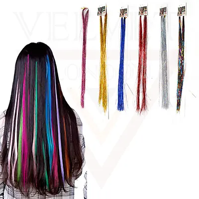 Long Hair Tinsel Sparkle Glitter Extensions Highlight Sparkling Shiny Synthetic • £3.99