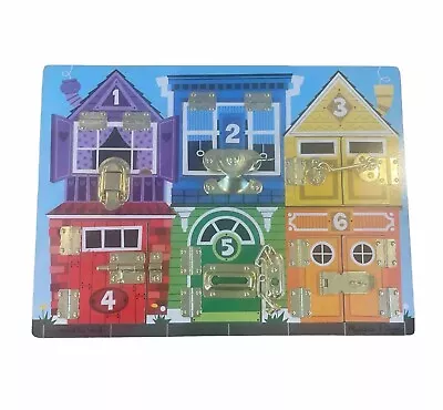 Melissa & Doug Wooden Activity Puzzle Toy - 6 LATCHES BOARD #3785 • $11.99