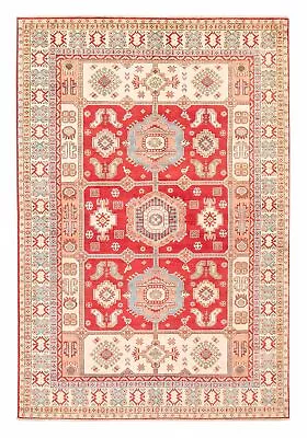 Hand-Knotted Geometric Carpet 6'7  X 9'7  Traditional Wool Area Rug • $985