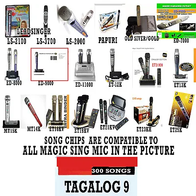 MAGIC SING Tagalog-9 Song Chip - 300 Tagalog & English Songs WITH SONG LIST • $39