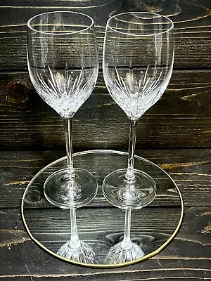 Wedgwood Vera Wang Duchesse Pattern Crystal Wine Glasses 9 1/2” Set Of 2 • $59.40