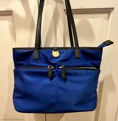 Michael Kors Kempton Medium Royal Blue Nylon Tote Bag Excellent Condition • $32