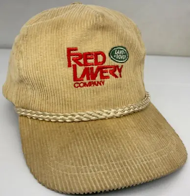 Vintage Fred Lavery Land Rover Corduroy Hat Sportcap Beige Cap W/ Rope RARE OSFA • $145.32
