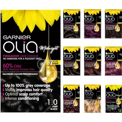 Garnier Olia Permanent Hair Dye Up To 100% Grey Hair Coverage No Ammonia • £13.69