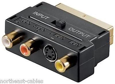 £3.44 • Buy Gold Scart Plug To 3 X RCA Jack In/Out Switch And 4 Pol Mini DIN 