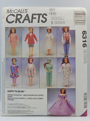 McCall's 6316 Barbie Doll Clothes Sewing Pattern Cut Complete Fashion Vtg 1993 • $9.95