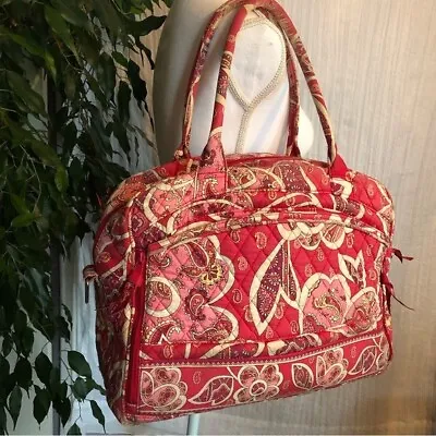 VERA BRADLEY Retired Rosy Posies XL Laptop Bag Diaper Bag Tote Double Handles • $19.80