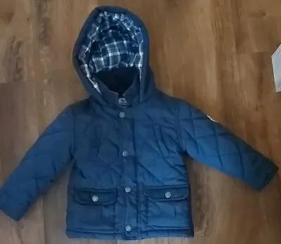 £5.99 • Buy Debenhams Boys Navy Quilted Hooded Jacket Age 18-24  Months
