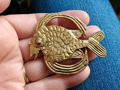 $16.99 • Buy Vintage ALVA STUDIOS Fish Pin Brooch Gold Tone