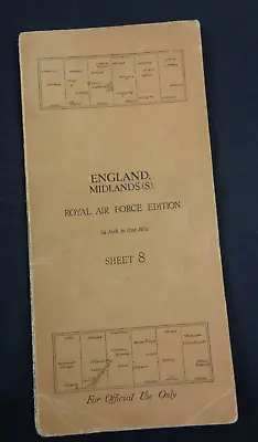 Original WW2 Era RAF Map Entitled  ENGLAND MIDLANDS SOUTH  • £24.99