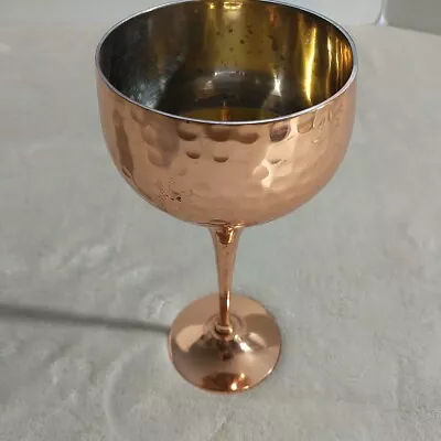 Copper Wine Glass Goblets Hammered Chalice Unsigned 8  Tall  • $24.95