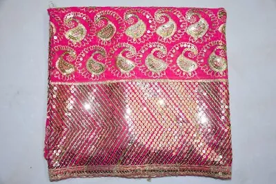 Indian Classic Wedding Dupatta Scarf Sequins Beaded Emb Georgette Veil Stole L  • $17.99