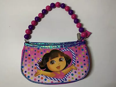 Dora The Explorer Sparkly Glitter Handbag With Bead Strap:New Nickelodeon Purse  • $11.66