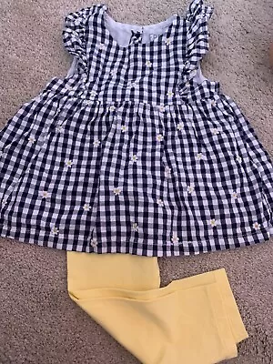 Baby Girls F&F Tesco Daisy Print Gingham And Leggings Matching Set Age 12-18  • £6