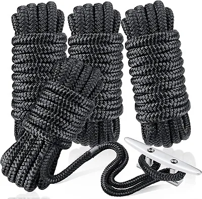 4 Pack 1/2 Inch 15FT Double Braid Nylon Dock Line Marine Mooring Rope Boat Lines • $29.69