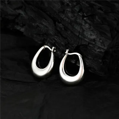 Vintage 925 Sterling Silver Hoop Huggie Earrings U Ear Buckle Women Jewelry Gift • $7.91