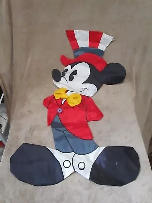 Vintage 1997 Disney Patriotic Mickey Mouse Garden Flag  Red Suit Top Hat • $9.99