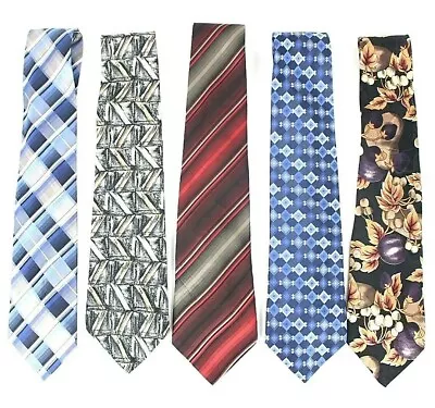 Van Heusen Mens Necktie Lot Of 5 Designer Tie Silk L-58 60 W-3.5 4 NWOT • $27