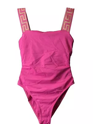 VERSACE Greca Swimsuit Wide Strap Swimming Costume Pink M NEW RRP 225 • $163.70