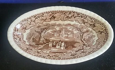 Vintage MASON’S    Brown Vista Pastoral Scenes ENGLAND Oval Small Plate • $17.50