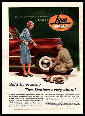 1947 Lyon Whitewalls De Luxe Your Tires In 5 Minutes Snap On Vintage Print Ad • $9.95