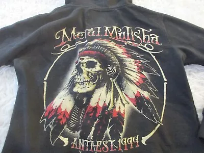 Metal Mulisha Hoodie Sweatshirt Mens Extra Small S Black Chief Skull Chest ZIP • $5