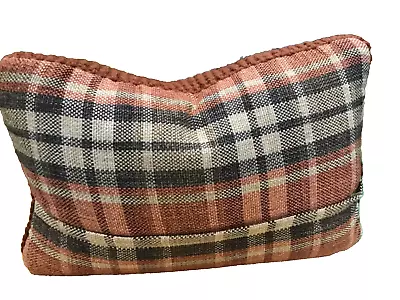 Handmade Chunky Knit Reversible Check Cushion Feather Inner Country Style • £9