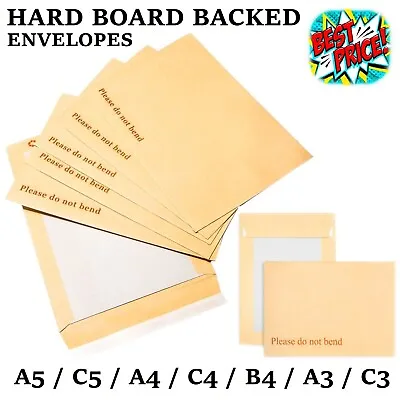 Please Do Not Bend Hard Card Board Backed Envelopes Manilla Brown C5 A5 A4 A3 A6 • £9.69