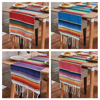 Vintage Mexican Serape Table Runner Woven W/Tassel Fiesta Wedding Party Decor • $18.66