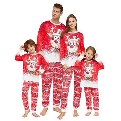 Christmas Family Matching Pyjamas Adults Kids Nightwear Pajamas PJs Sets 2023 • £8.96