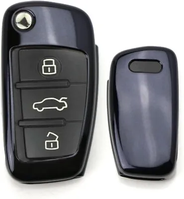 Chrome Black TPU Key Fob Case For Audi A3 S3 A4 S4 A6 Q5 Q7 TT Folding Blade Key • $8.69