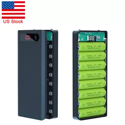 US Type-C For 8Pcs 18650 Battery Case Holder LCD Display Power Bank DIY Charger • $18.04