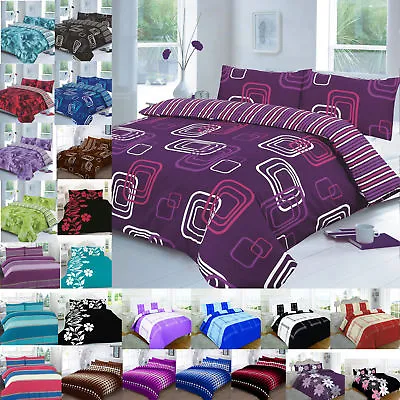 Printed Duvet Cover Set Poly Cotton Quilt Bedding Bedroom Sets Double King Size • £13.95