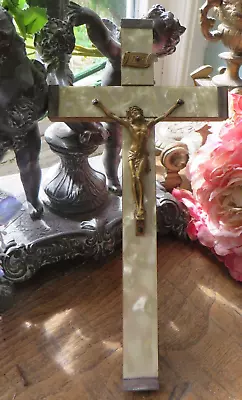 A Pretty Vintage French  Pearlised Wall Hanging Crucifix / Cross ~ • £12.99