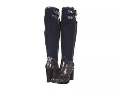 New UGG Women's Aldabella Boots Shoes Italy Ink Charcoal Croc Shearling Sz 5 5.5 • $265