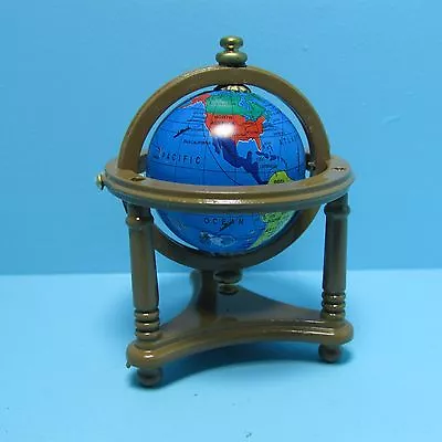 Dollhouse Miniature World Globe In Floor Stand In Walnut T6332 • $8.99