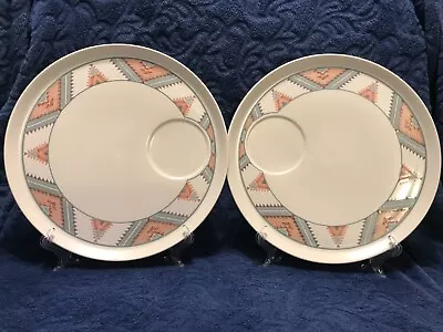 Set Of 2 Mikasa Intaglio Southwest Santa Fe 11  Crudite/ Snack Plates (x2) -mint • $18