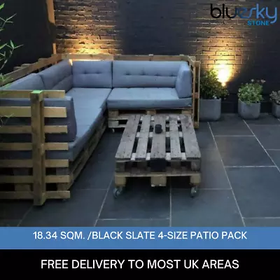Black Slate Paving Patio Slabs | PATIO PACK 4 SIZE | COVERS 18.34M2  • £2.50
