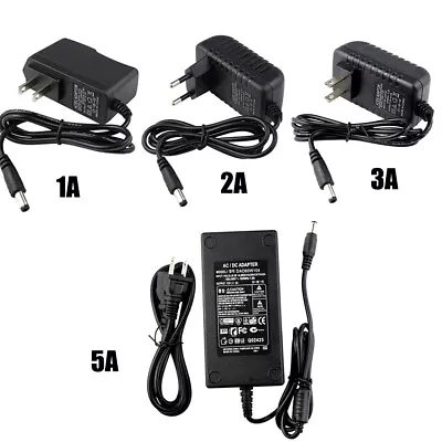 AC DC 12V 1A 2A 3A 5A US Power Supply Adapter For 3528 5050 5630 LED Strip Light • $9.55