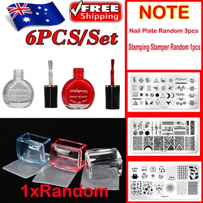 5 PCS Stamping Plate+Clear Silicone Stamper+Scraper Nail Art Image Stamp Kit AU • $15.19