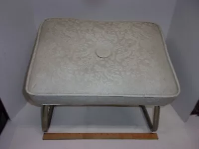 Mid Century Modern Ottoman Footstool  Metal Legs Adjustable Angle Paisley • $49.99