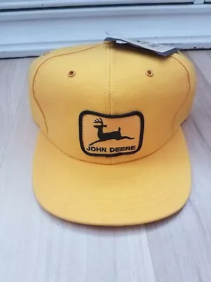 Vintage John Deere Patch Hat Cap Yellow Canvas Snapback Trucker NWT • $45